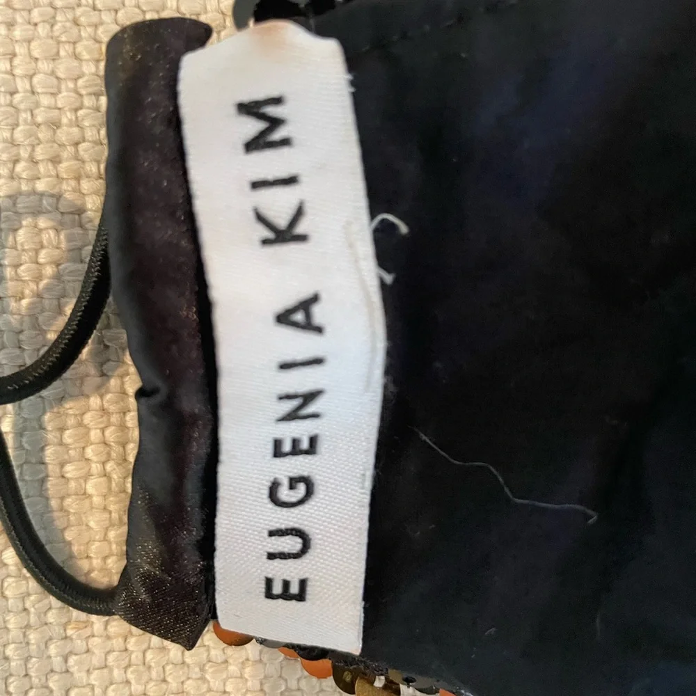 Eugenia Kim Black and Gold Sequin Face Mask